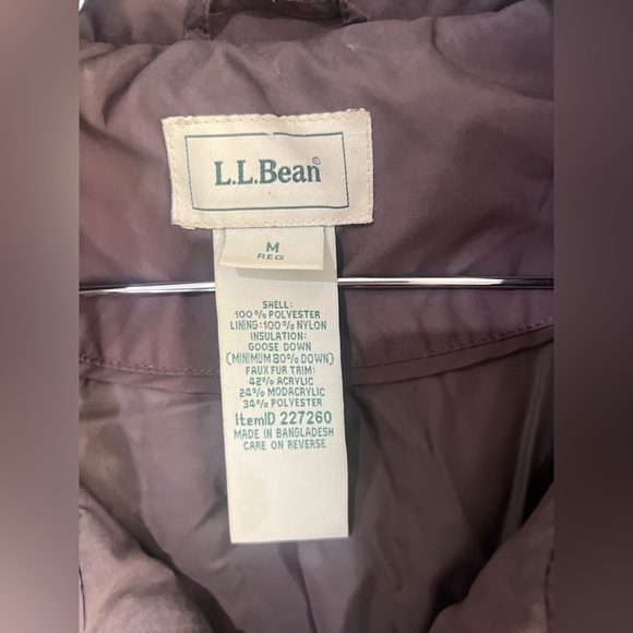 LL Bean Women M Long Goose Down Parka Brown Winter Cold Weather Jacket NO Hood - Picture 5 of 13